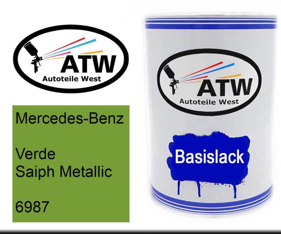 Mercedes-Benz, Verde Saiph Metallic, 6987: 500ml Lackdose, von ATW Autoteile West.